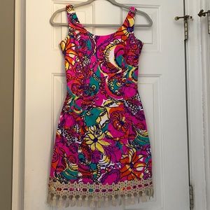 “Eaton” Lilly Pulitzer pattern dress & gold tassel Barbie Summer